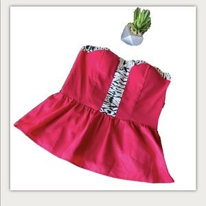 Rampage NWT Women’s Hot Pink Peplum Tube Top Lightly Padded Size S